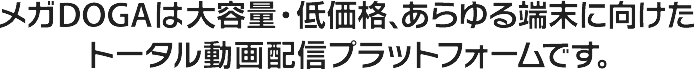 メガDOGAは大容量・低価格、あらゆる端末に向けたトータル動画配信プラットフォームです。